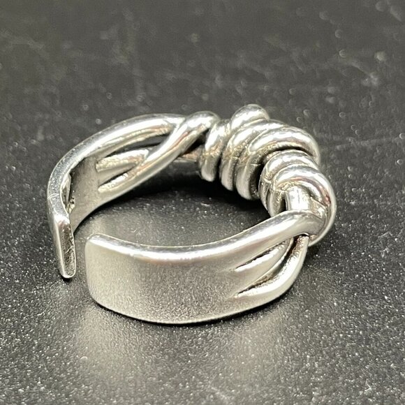 925 Sterling Stamped Twisted Knot Adjustable Boho Ring #1319 - Picture 10 of 13